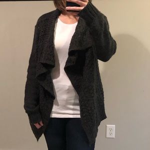 Grey open front cardigan